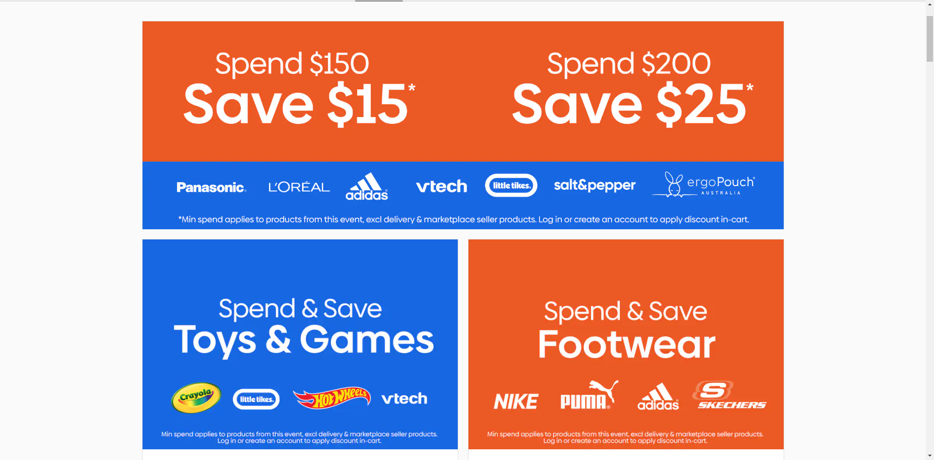 Catch spend $150 save $15, spend $200 save $25. Shipping from $6.95 and free with OnePass.