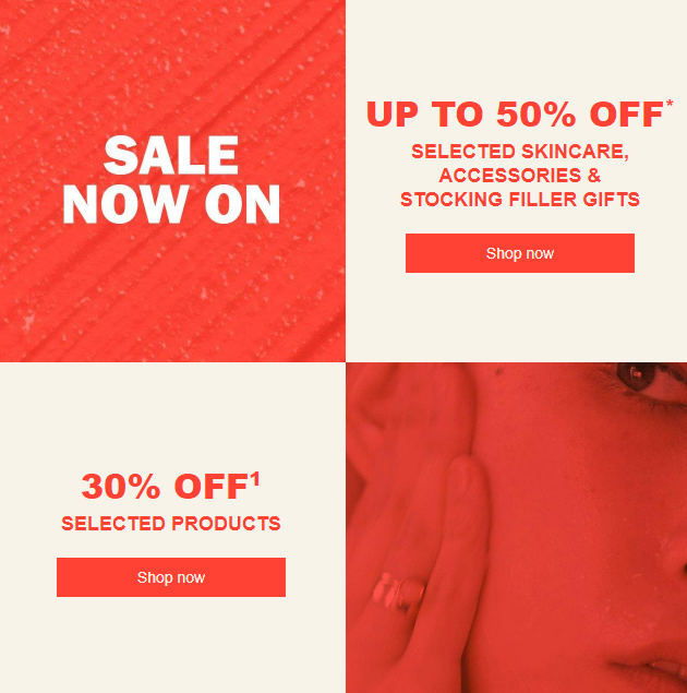 Up to 50% off The Body Shop Sale on selected skincare, accessories, stocking filler gifts