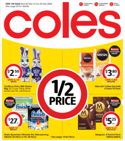 Coles Catalogue - 1/2 price Palmolive, Dynamo, Air Wick, Cadbury Medium bars