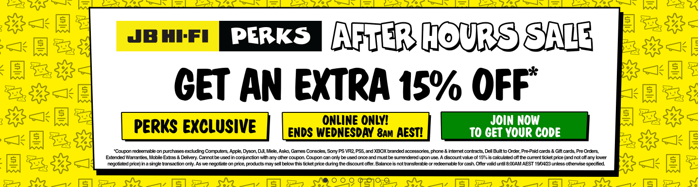 Join Perks and get an extra 15% off* JB Hi-Fi stacking coupon on hot deals from After Hours Sale!