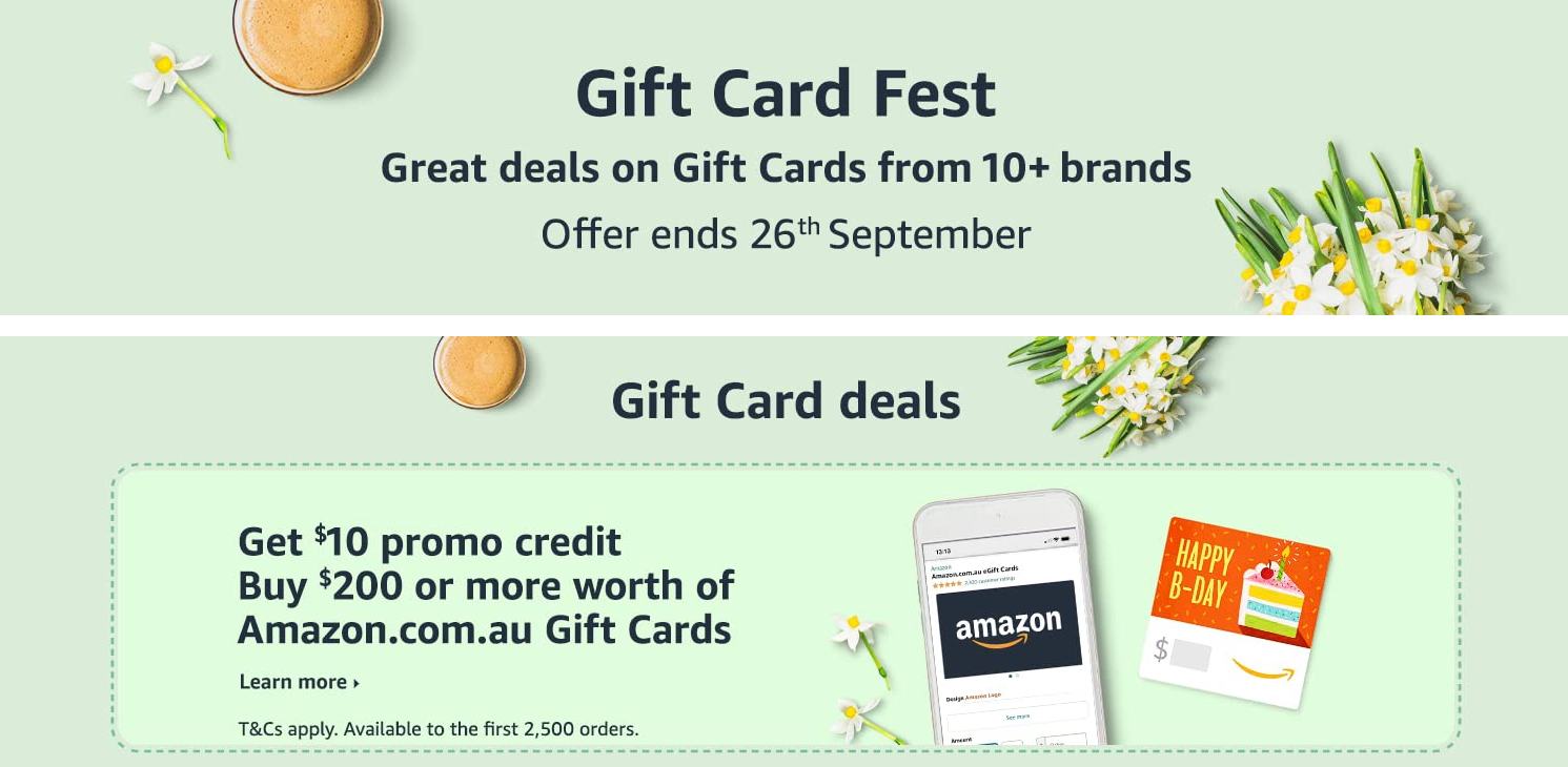 Get up to $30 or 15% OFF on select egift cards at Amazon
