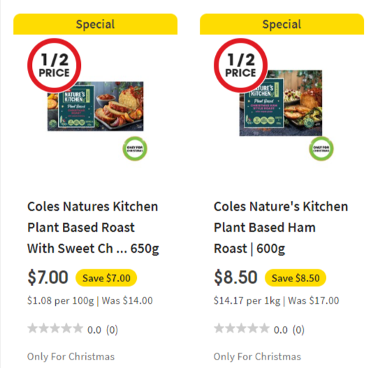 1/2 price - Coles Natures Kitchen Plant Based Christmas Roast for $7