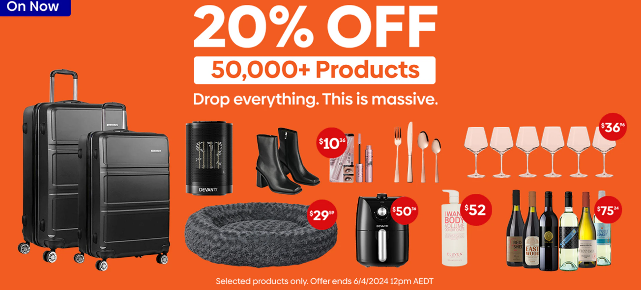 20% OFF 50,000+ products across various categories