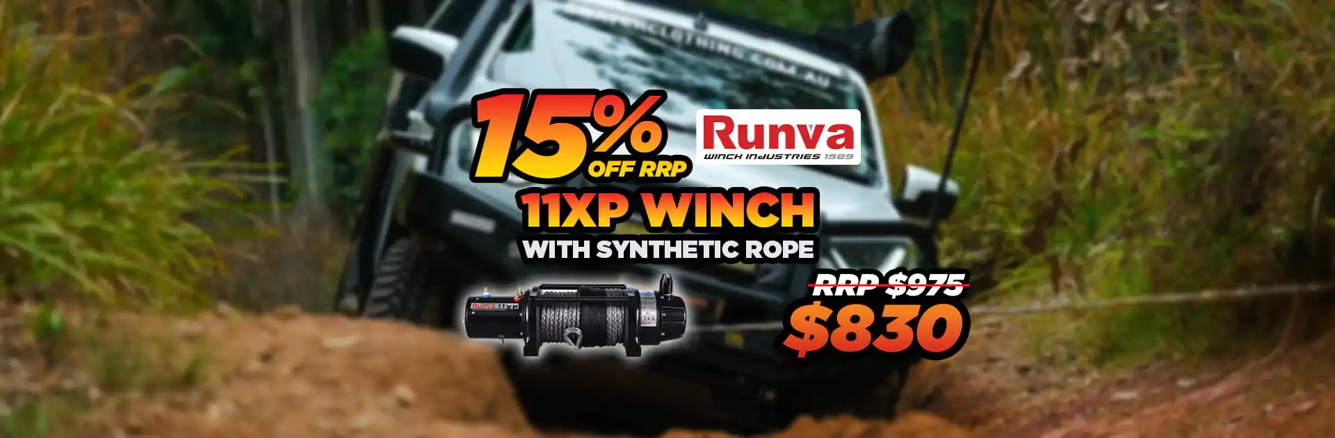 15% OFF RRP 11XP Winch with Synthetic Rope now $830 at 4WD 24/7