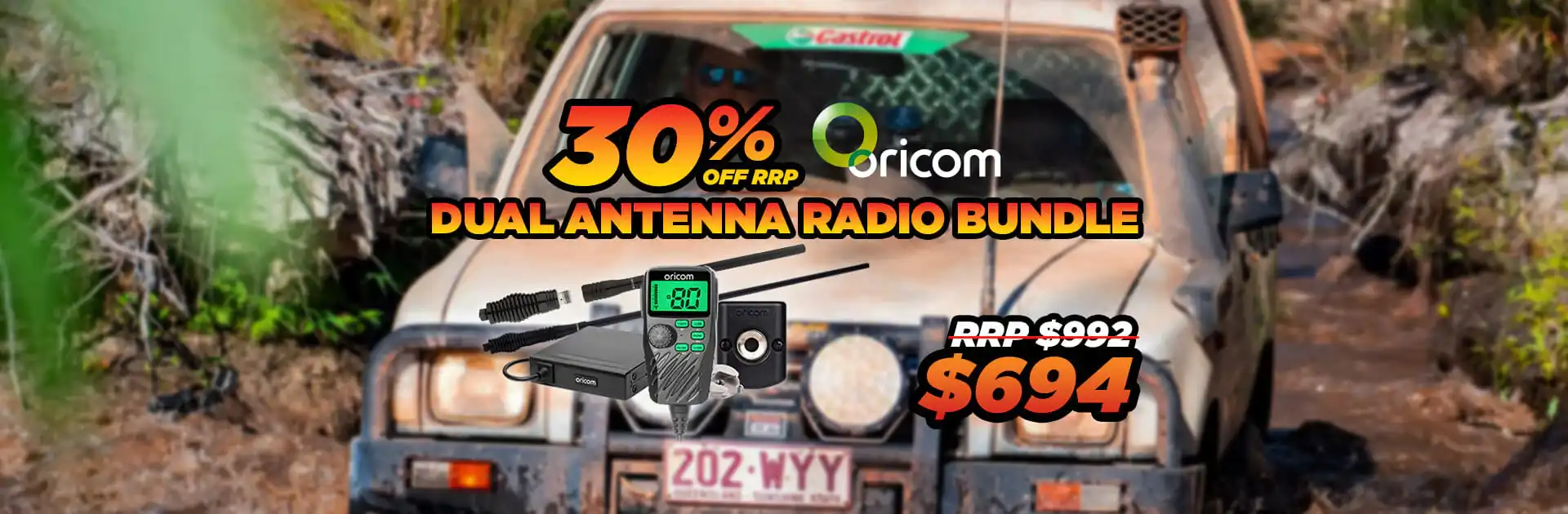 30% OFF RRP Oricom Dual Antenna Radio bundle now $694 at 4WD 24/7