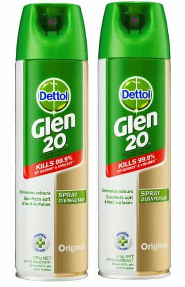 Get $9 OFF on 2X GLEN 20 Disinfectant Spray Original 175g now $10.99