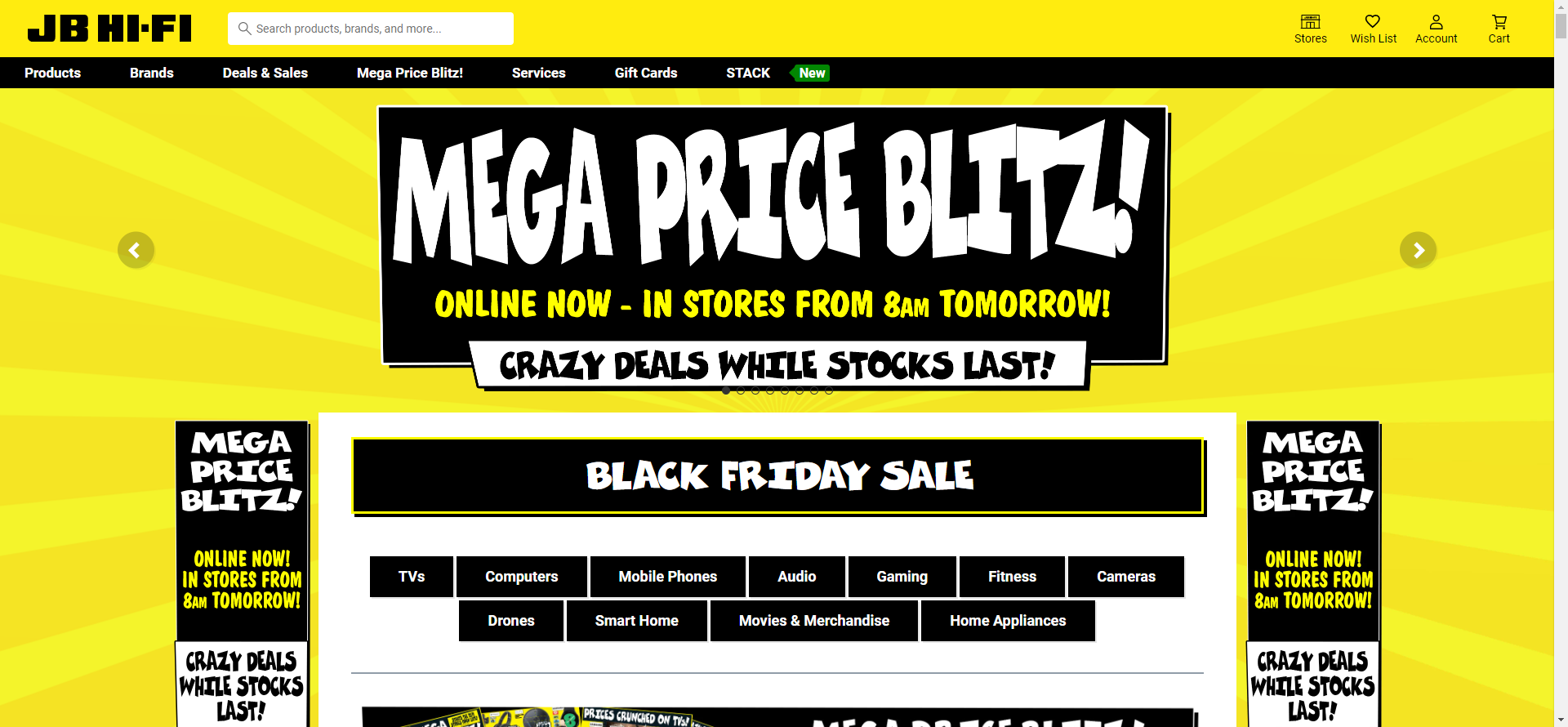 JB HI-FI Black Friday Mega Price Blitz on computers, TV's, gaming, audio and more