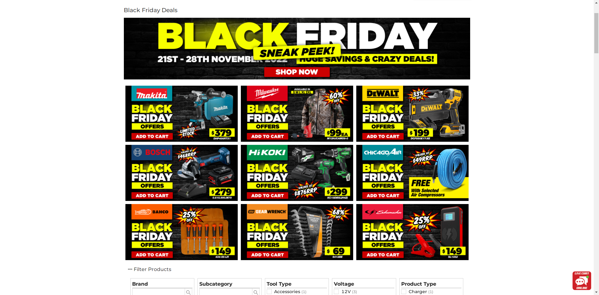 Sydney Tools Black Friday deals, free shipping $99+