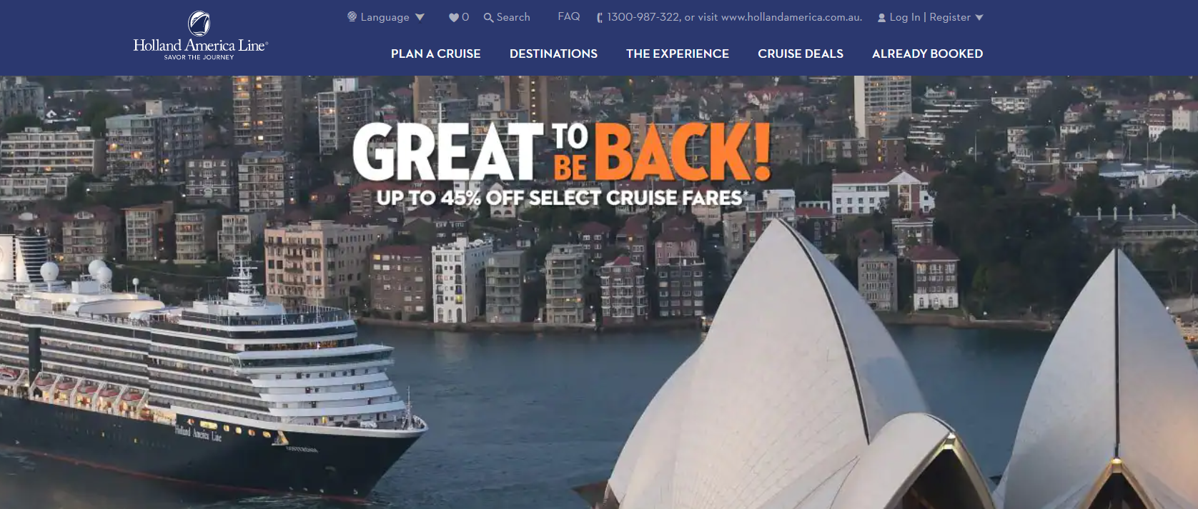 Up to 45% off select cruise fares in Australia & New Zealand.
