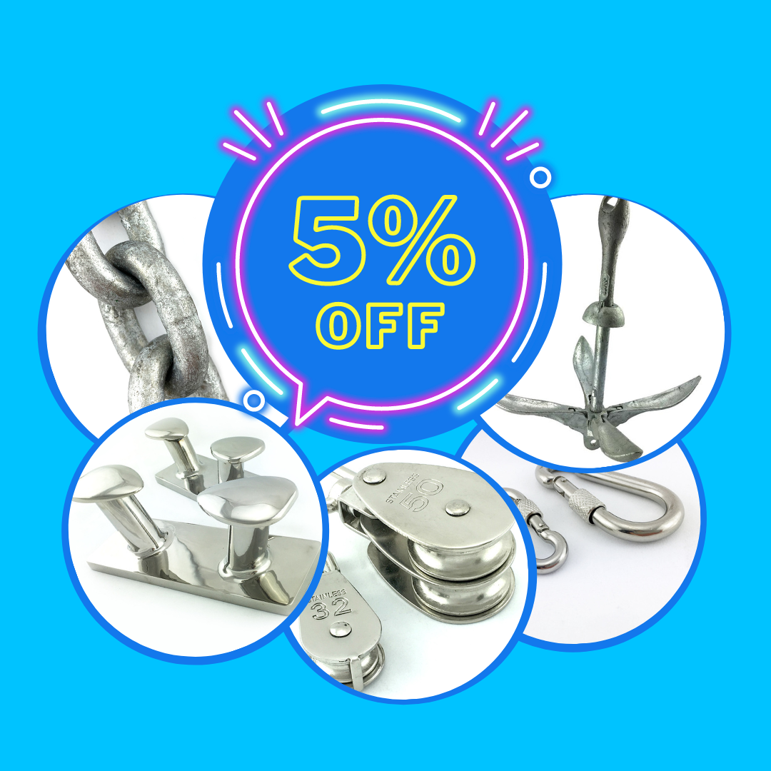 5% off Marine Fittings, Chain and Anchors - Australia wide delivery