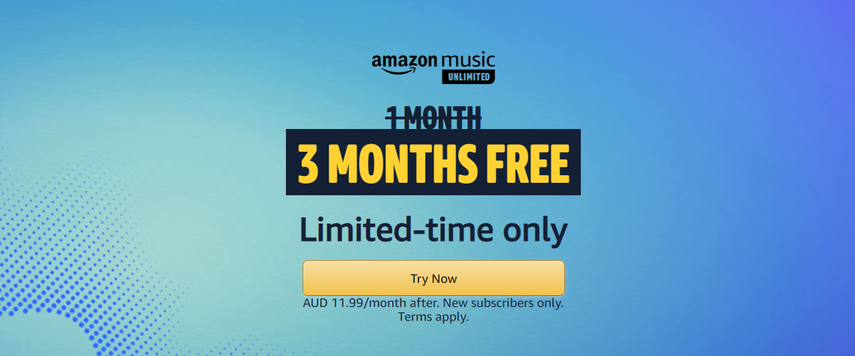 3 Months FREE Amazon Music now with HD for new subscribers