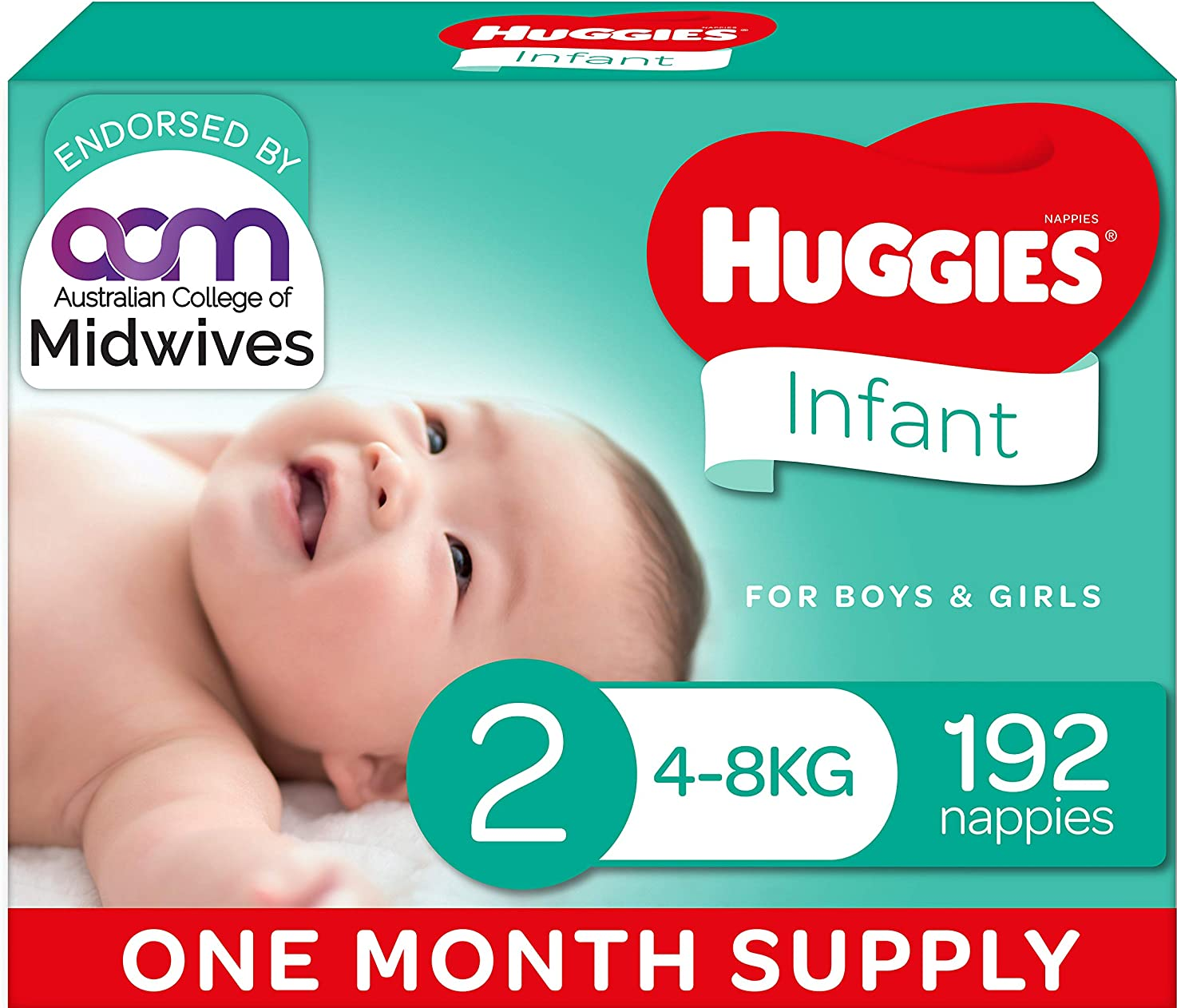 Huggies Infant Nappies Size 2 (4-8kg) 1 Month Supply 192 Count $56(RRP $65) delivered @ Amazon