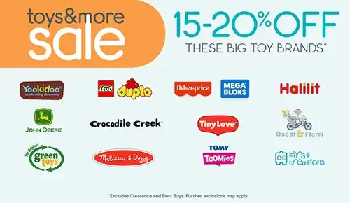 15-20% OFF on Big toys brands like Lego, Fisher-Price & more at Baby Bunting