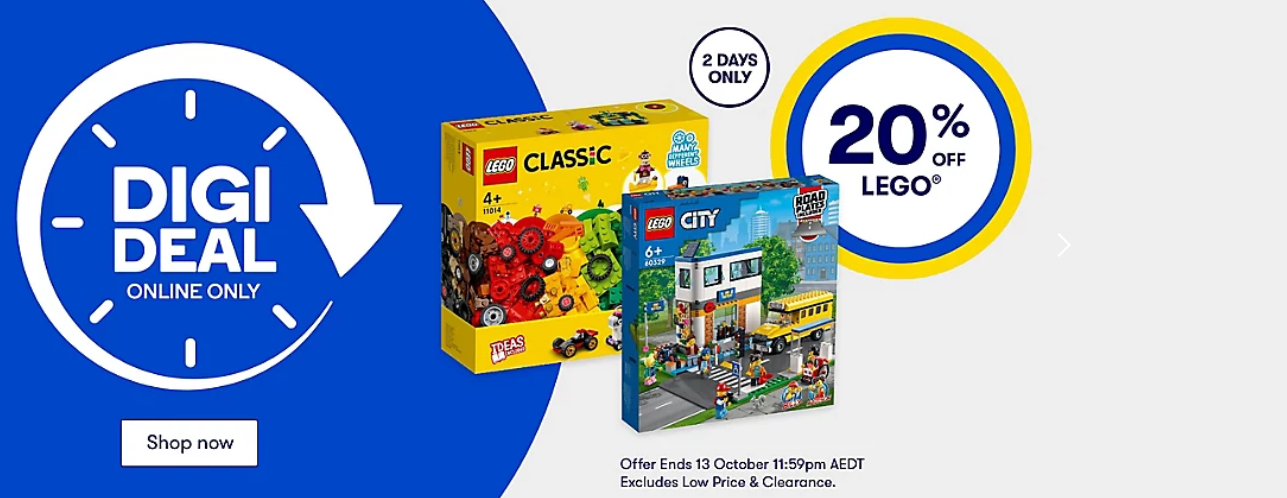 Big W 2-Days Digi Deals - 20% OFF Lego toys. Free delivery over $100