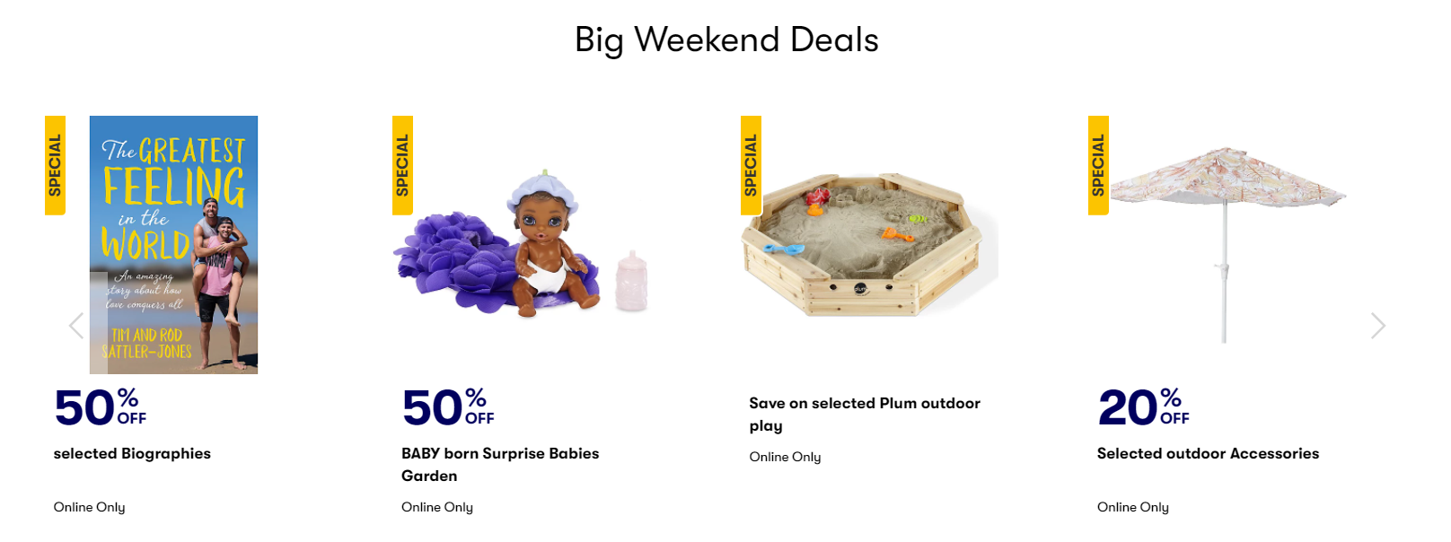 Big W Weekend deals Up to 50% OFF on Biographies, baby garden, outdoor accessories & more