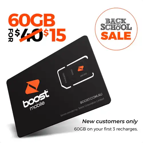 Save $25 OFF $40 Prepaid 60GB SIM - now $15 @ Boost