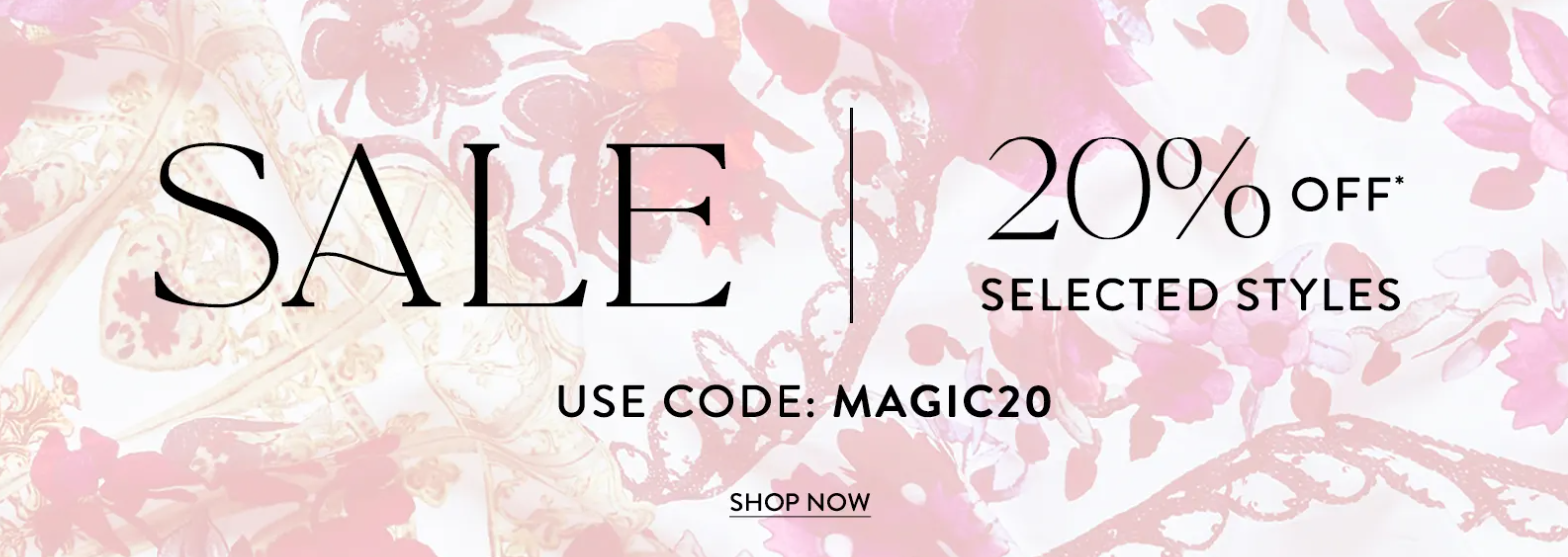 Take a further 20% OFF on selected styles with Camilla discount code