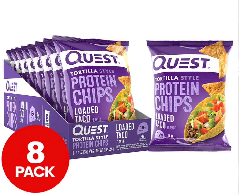 8 x Quest Nutrition Protein Chips Loaded Taco 32g $36(was $45, Save $9) at Catch