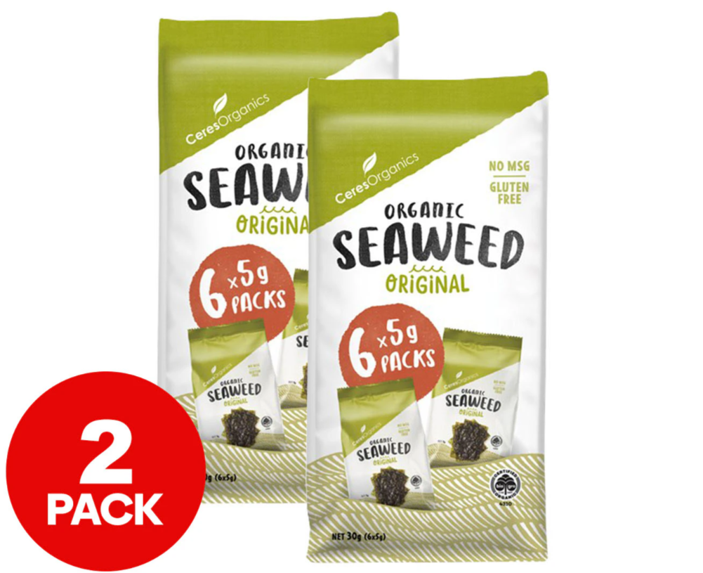 2 x 6pk Ceres Organics Roasted Seaweed Original $15.28(was $16.98)