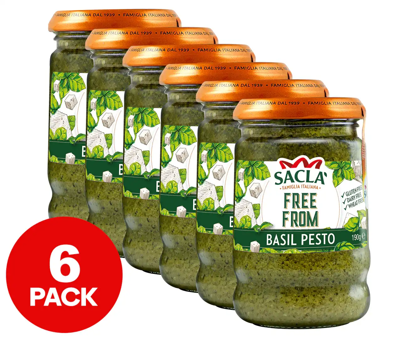 6 x Saclà Free From Basil Pesto 190g now $24.70(was $26) at Catch
