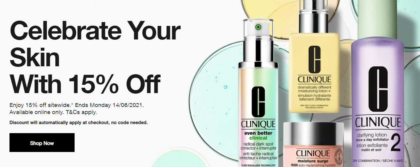 15% OFF sitewide at Clinique