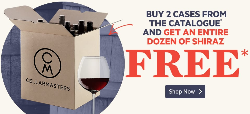 Get an Entire Dozen of Shiraz FREE when you buy 2 cases from the catalogue