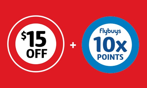Extra $15 OFF + 10X Flybuys points with promo code at Coles