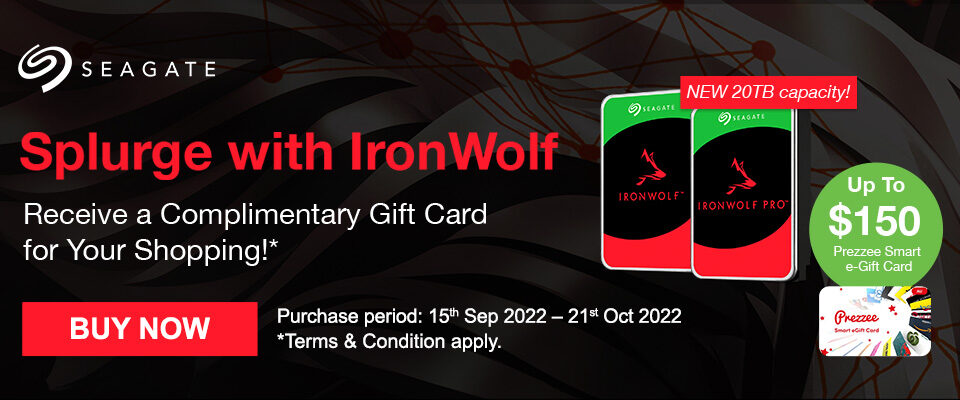 Get Prezee Gift Card valued up to $150 with an elegible Seagate Ironwolf Hard Drive