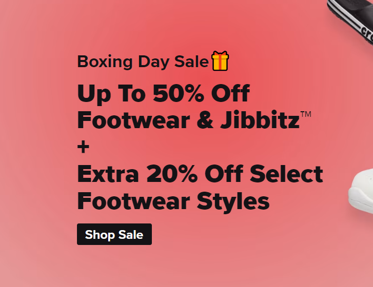 Crocs Boxing Day sale: Up to 50% OFF footwear & Jibbitz + Extra 20% OFF select footwear