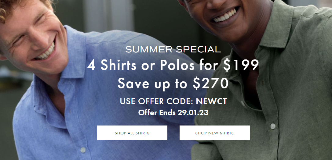 Charles Tyrwhitt 3-Day sale - 4 Shirts or Polos for $199 with promo code