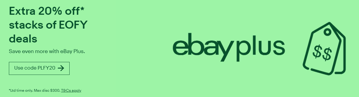 Extra 20% OFF stacks of EOFY deals with eBay coupon code[Plus members]
