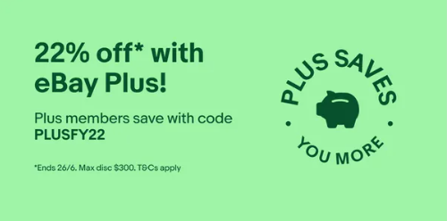 Extra 22% OFF on eligible items for eBay Plus members. Non-members get 20% OFF with voucher codes