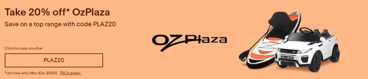 Extra 20% OFF eligible items @ OzPlaza eBay with voucher. Save on top picks.