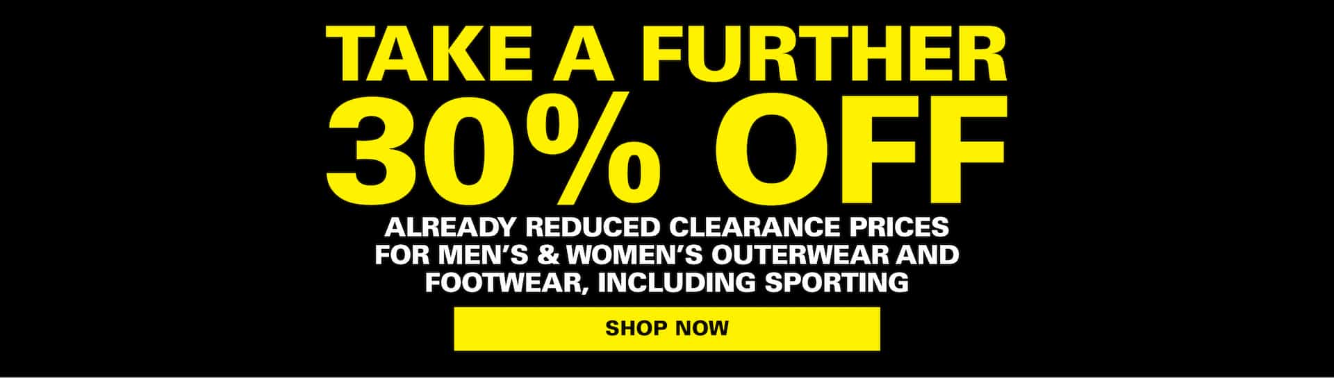 Take a further 30% OFF on clearance items