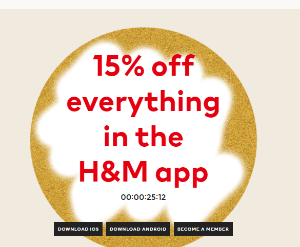 Get 15% OFF everything in H&M app, 10% OFF on website free shipping & returns