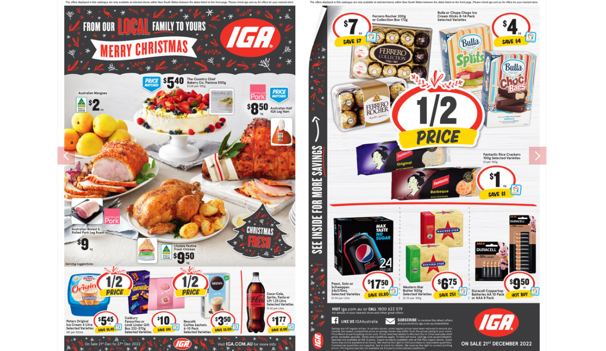 IGA Catalogue: 1/2 price Nescafé, Schweppes, Pepsi or Solo 1.25L