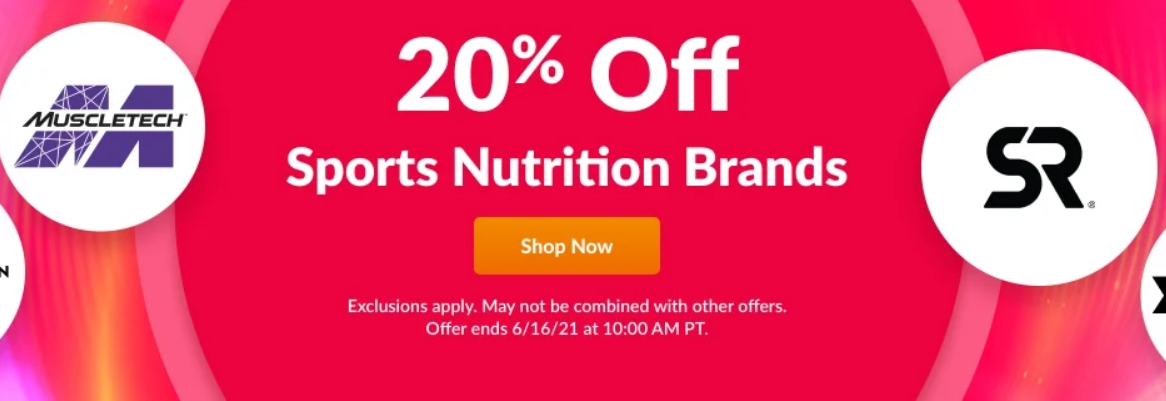 Save 20% OFF on select sports nutrition, Digestive health iHerb brands