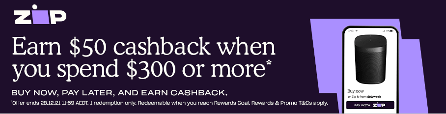 Get $50 casbhback when you spend $300 with Zipay at JB Hi-fi