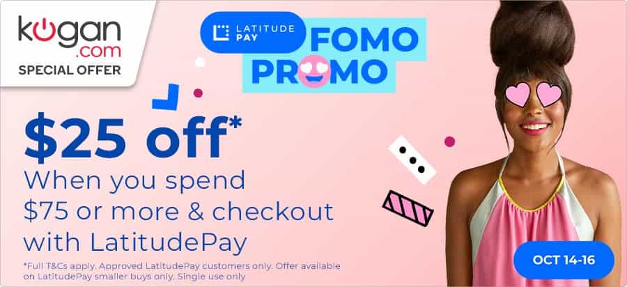 Kogan get $25 OFF when you spend $75 or more with LatitudePay