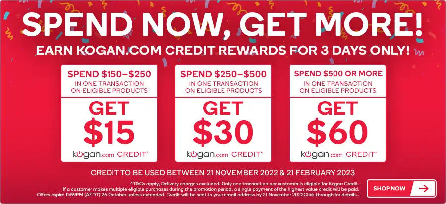 Kogan Rewards - Spend & get up to $60 credit on electronics, fashion, toys &more plus free shipping