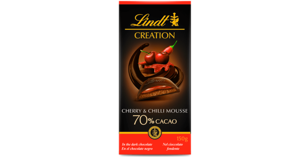 Buy 2 for $9 Lindt CREATION 70% Cherry Chilli 150g