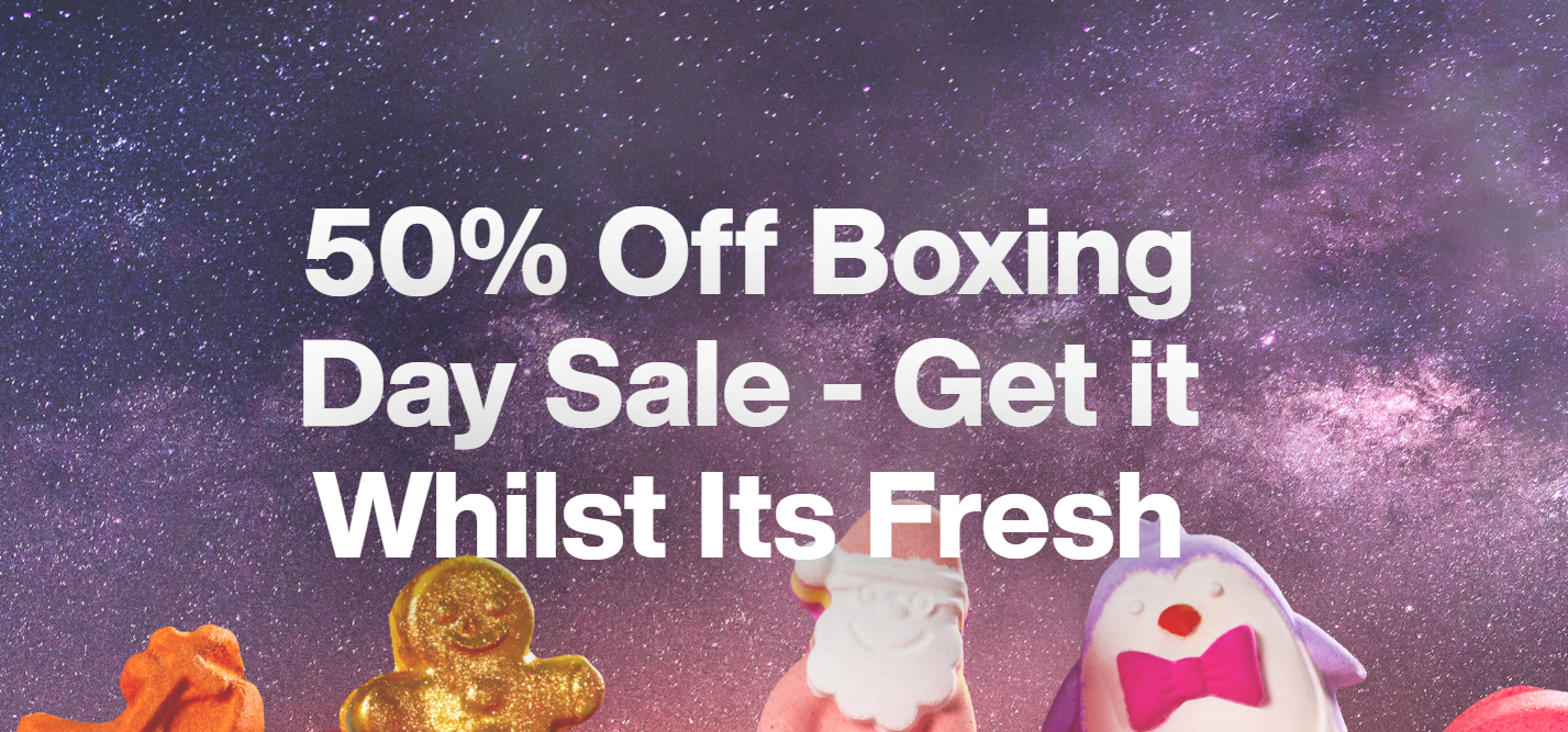 Lush Boxing Day sale - 50% OFF select vegan products