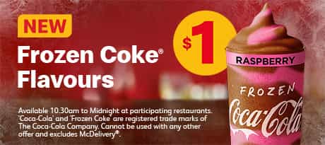 McDonalds get $1 Frozen Coke flavours, $1 No sugar Frozen Coca Cola