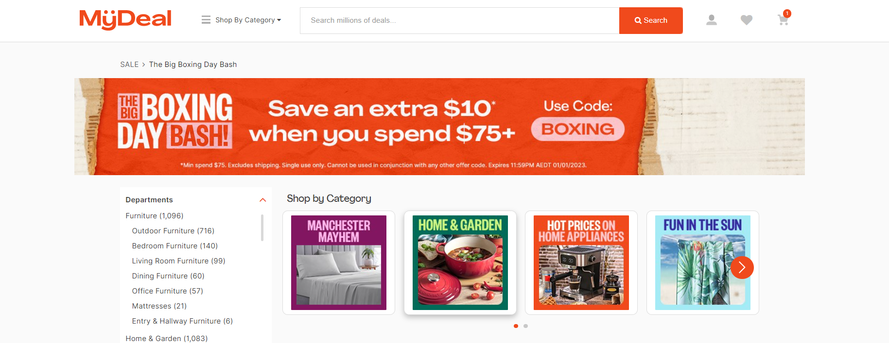 MyDeal Boxing Day Bash - Prices slashed on 1000's of items + Extra $10 OFF $75+ with coupon