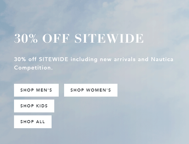 Nautica - 30% OFF sitewide sale, Free shipping $99+