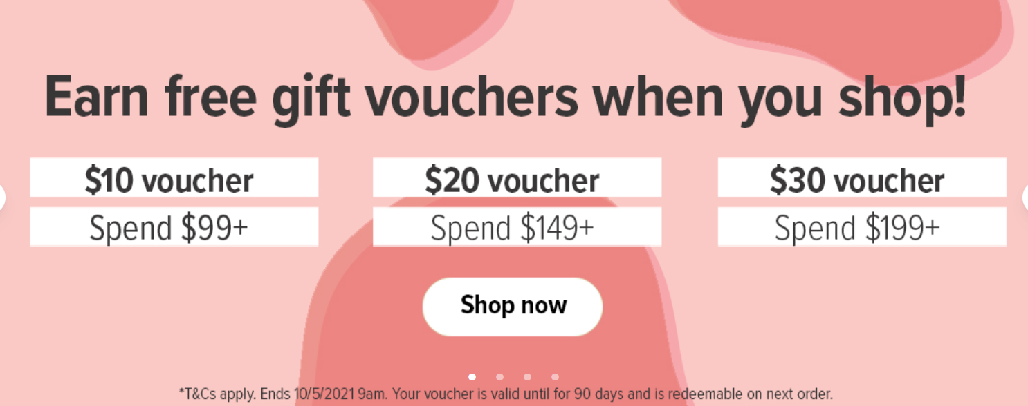 Get $30 voucher with min. spend $199