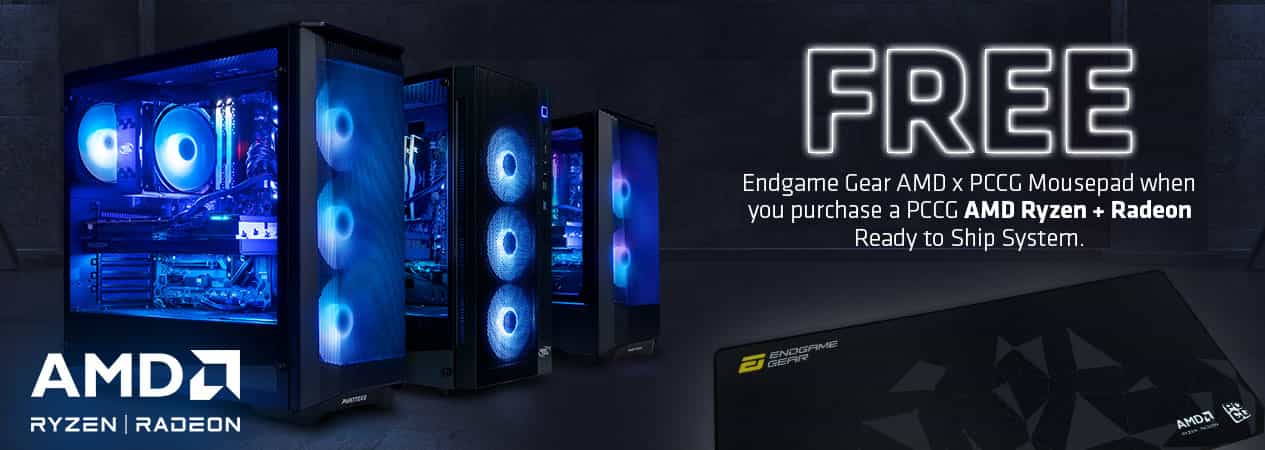 PC Case Gear Free Endgame Gear Mousepad with AMD Ryzen+Radeon Ready to Ship system