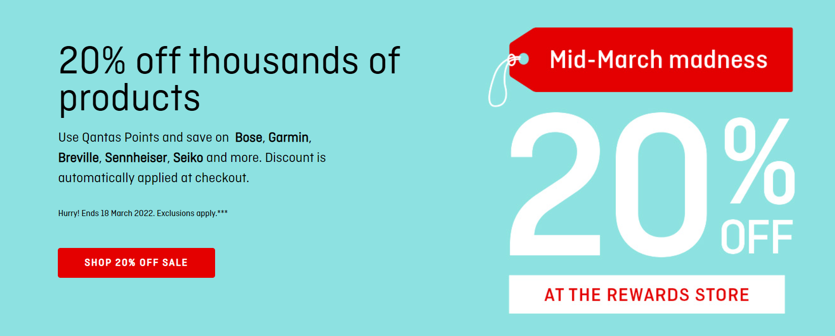 Qantas 20% OFF on thousands of products from Bose, Garmin, Seiko, &more + free delivery