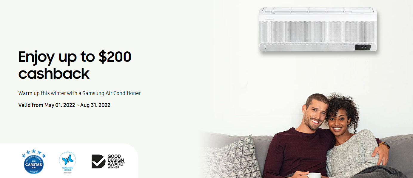 Enjoy up to $200 cashback with a Samsung Air conditioner