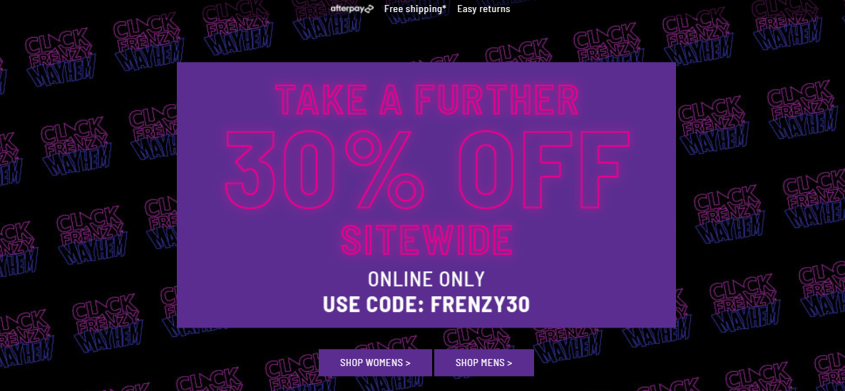 Click Frenzy - Get extra 30% OFF sitewide